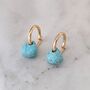 Turquoise Teardrop December Birthstone Earrings, Gold, thumbnail 1 of 6