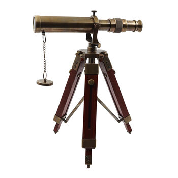 Personalised Bronze Telescope With Wooden Tripod Stand, 5 of 8