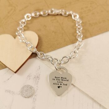 Heart Tag Personalised Silver Charm, 5 of 9