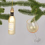 G Decor White Wine Bottle And Glass Christmas Baubles, thumbnail 1 of 5