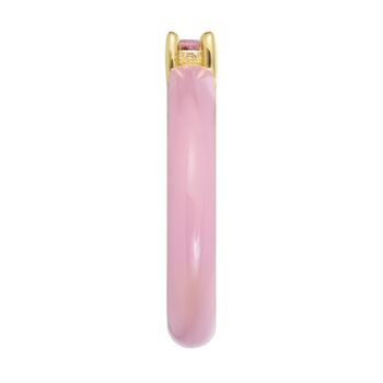 Gold Plated Cz Pink Enamel Stacker Ring, 5 of 6