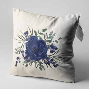 Blue Lotus Floral Pillow Covers With Blue And White, 3 of 7