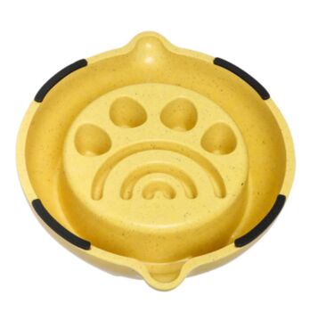 Bamboo Dog Bowl Mouse Shaped Yellow Slow Feeder, 3 of 3