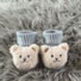 Taupe Ribbed Teddy Bear Baby Socks, thumbnail 3 of 7