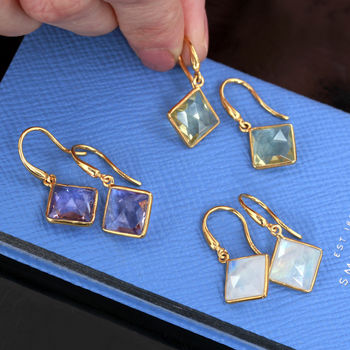 Gemstone Drops In 18ct Gold Vermeil Plated, 4 of 5