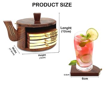 Wooden Tea Coaster With Stand Kettle Shape, 4 of 10