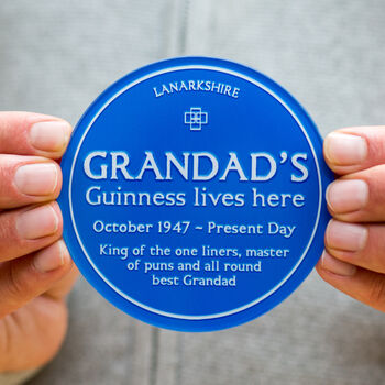Personalised Blue Plaque Coaster For Grandad, 2 of 5