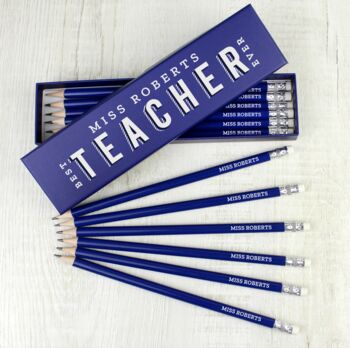 Personalised Best Teacher Ever Box And Pencils, 4 of 4