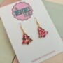 Pink And Gold Christmas Tree Glitter Resin Earrings / Pink Christmas Jewellery / Christmas Gift / Bold Sparkly Pink Holiday Accessory, thumbnail 8 of 12
