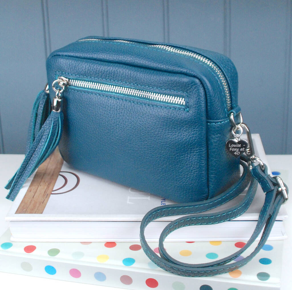 Personalised Leather Crossbody Bag with Patterned Strap
