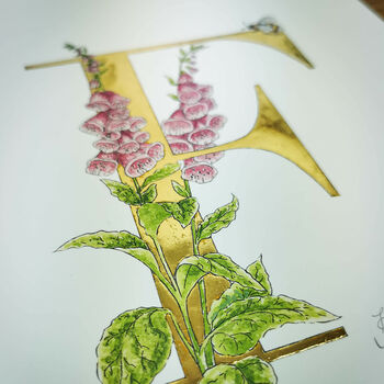 F Is For Foxgloves Illuminated Print, 2 of 4