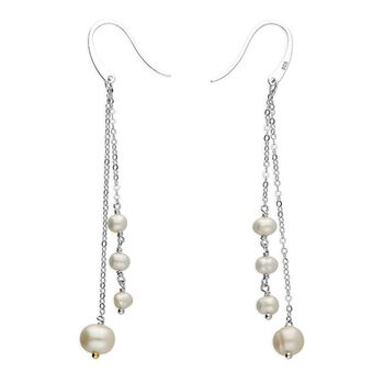 Elara Sterling Silver Pearl Drop Earrings, 2 of 2