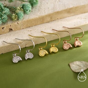 Sterling Silver Ammonite Shell Dangle Earrings, 6 of 11