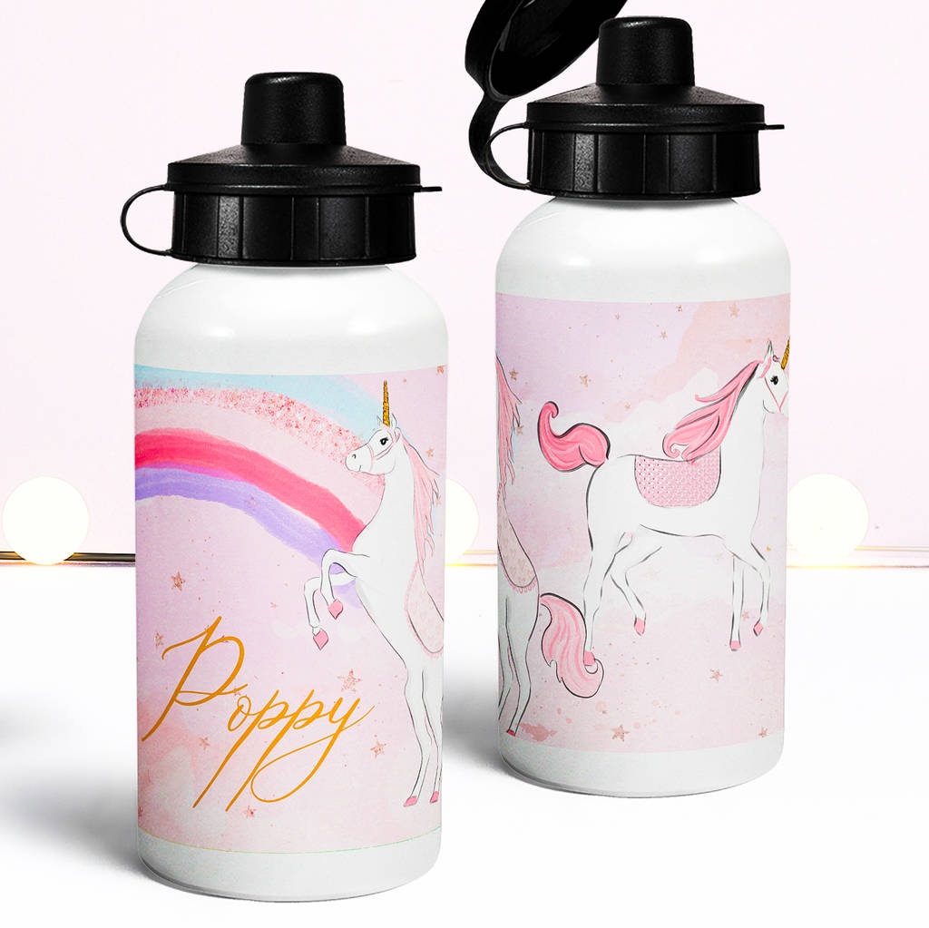 Personalised Unicorn Water Bottle By Peach Tea Studio