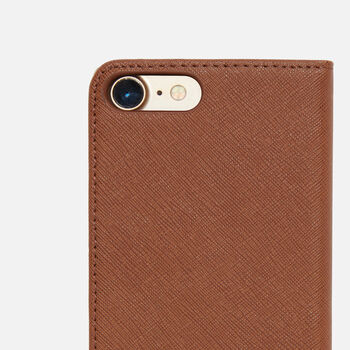Personalised Leather Flip Phone Case | Tan, 5 of 5