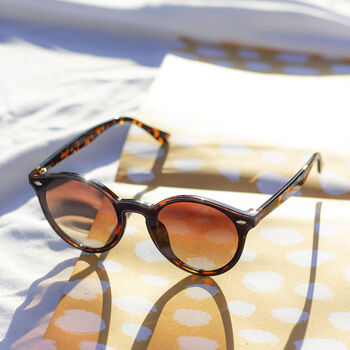 Front Lens Rounded Classic Pin Sunglasses In Tortoise Shell, 2 of 3