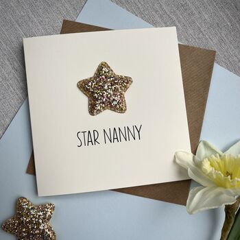 Star Mum/Nanny Glitter Star Birthday Card, 3 of 4