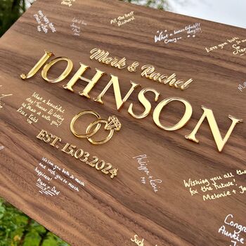 Personalised Wooden Wedding Guest Book Alternative – Oak Or Walnut Wedding Décor, 4 of 5