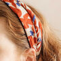 Twist Fabric Headband In Orange And White, thumbnail 3 of 4