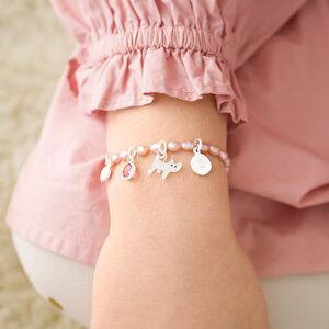 Mom Bracelet with Baby Girl Charm in Rose Gold  arephrite