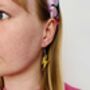Gold Lightning Bolt Earrings Small And Large / Rock N Roll Statement / Gift Glam Rock Earrings, thumbnail 9 of 9