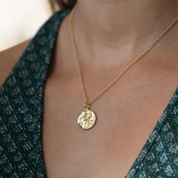 Engraved Gold Plated Aquarius Zodiac Necklace, 3 of 6