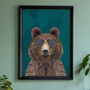 Custom Personalised Bear Wearing Glasses Art Print, thumbnail 1 of 5