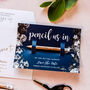 Save The Date Pencil Us In With Navy Floral Card, thumbnail 1 of 5
