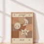 Personalised Illustrated Name Print With Moons And Stars And Patchwork, thumbnail 4 of 11