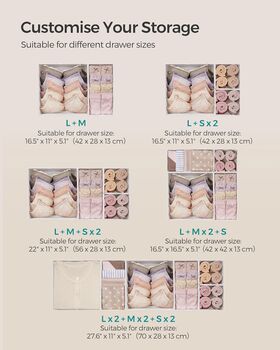 Drawer Organisers Fabric Dresser Dividers Set, 3 of 6