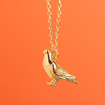 Pigeon Sterling Silver Gold Plated Necklace, 2 of 10