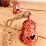 Orange Terracotta Red Hand Painted Hanging Heart Bell, thumbnail 3 of 8