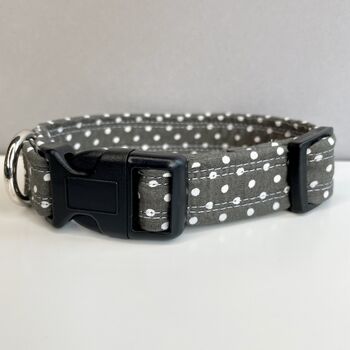 Grey Polka Dot Collar And Lead For Girl And Boy Dogs, 3 of 7