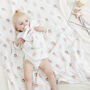 Baby Girl Vintage Floral Comforter With Wooden Teether, Handmade Gift For Newborn Girl, thumbnail 6 of 10