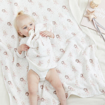 Baby Girl Vintage Floral Comforter With Wooden Teether, Handmade Gift For Newborn Girl, 6 of 10