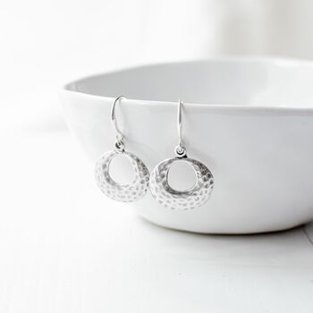 Silver Plated Textured Earrings, 2 of 6