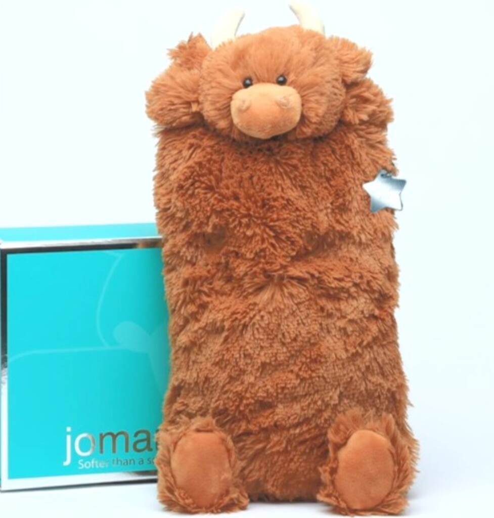 Highland Brown Cow Personalised Hot Water Bottle, Boxed, 1 of 5