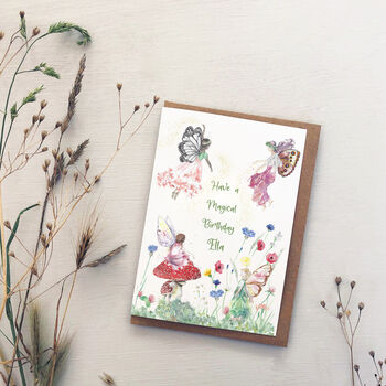 Personalised Flower Fairy Watercolour Greetings Card, 2 of 8