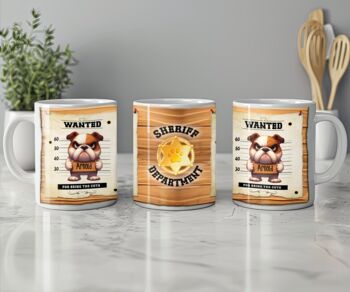 Funny Personalised Bulldog Wanted Dog Mug, 2 of 2
