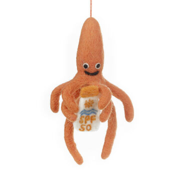 Handmade Felt Spf Squid Hanging Decoration, 2 of 4