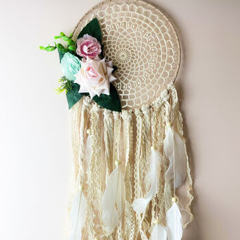 White And Floral Dream Catcher For Room Decor Gift For Wedding, 2 of 7