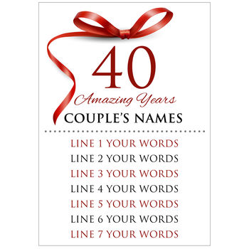 Personalised Ruby Wedding Anniversary Typography, 3 of 10