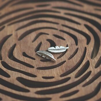 Silver Feather Stud Earrings Nature Inspired, 2 of 3