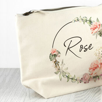 Personalised Wedding Wreath Cosmetic Bag, 3 of 3