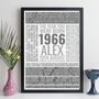 60th Birthday Print Year 1966 Personalised Gift, thumbnail 8 of 12