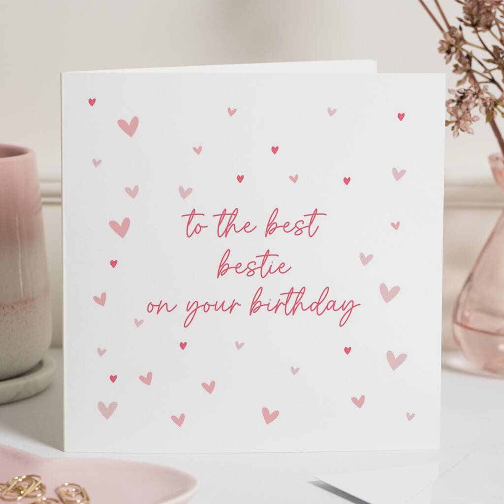 Personalised Best Friend Bestie Heart Birthday Card, 1 of 7