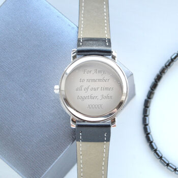 Engraved Ladies Wrist Watch With Silver Face, 3 of 3