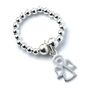 Sterling Silver Ball Bead Ring With Angel Charm, thumbnail 5 of 8