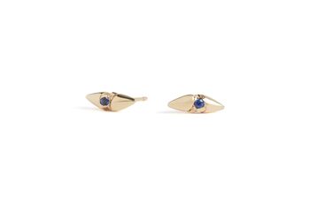 Blue Sapphire Thorn Stud Earrings, 2 of 3