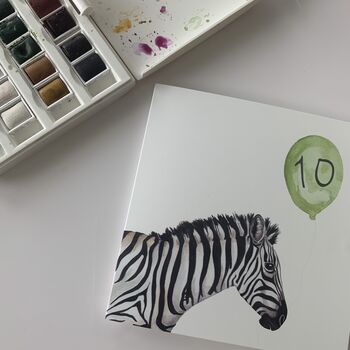 Zebra 10th Birthday Balloon Card, 6 of 6